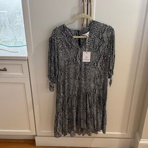 La Roque Black and White Long Sleeve Dress